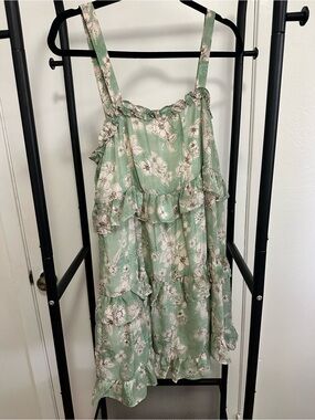Hailey & Co Sage Green Floral Ruffle Dress Medium